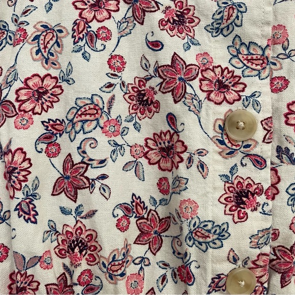 GAP Floral Paisley Kids Dress Red Cream Navy Linen Rayon Short Sleeve Size 8 - Picture 8 of 10